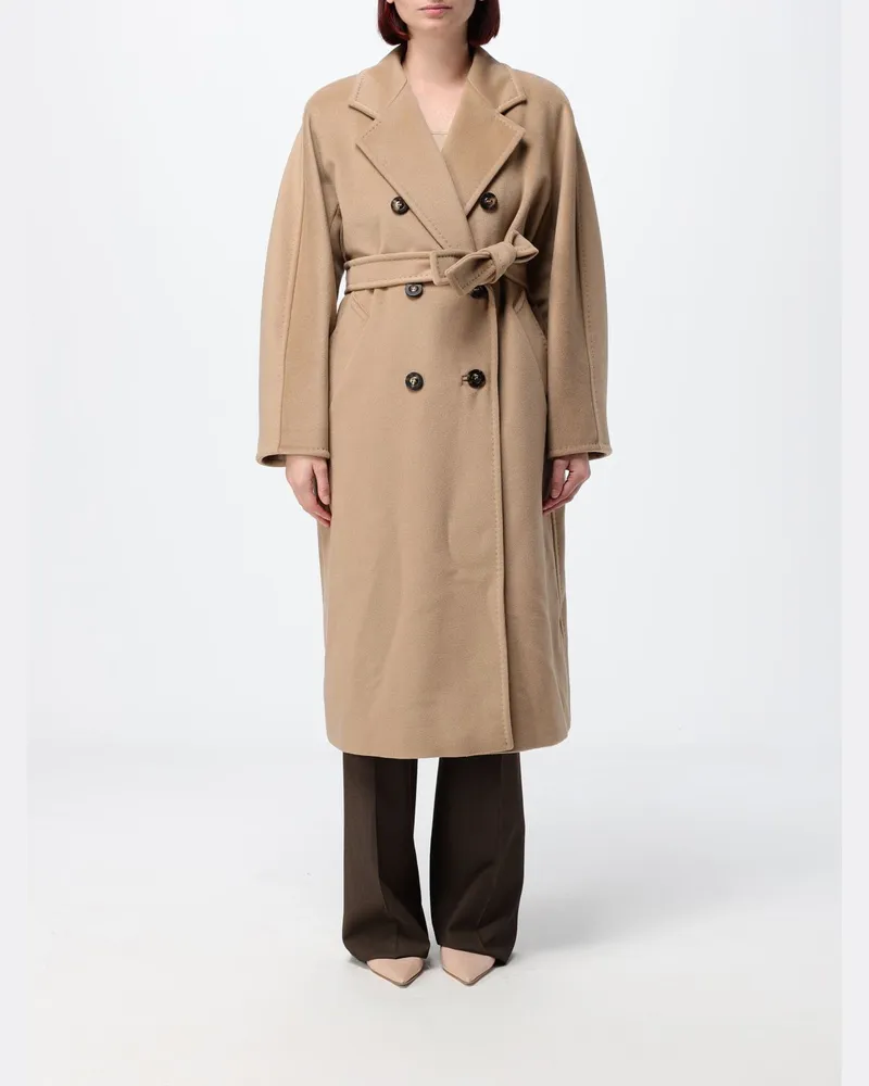 Max Mara Langer zweireihiger Wollmantel Madame mit Gürtel Camel