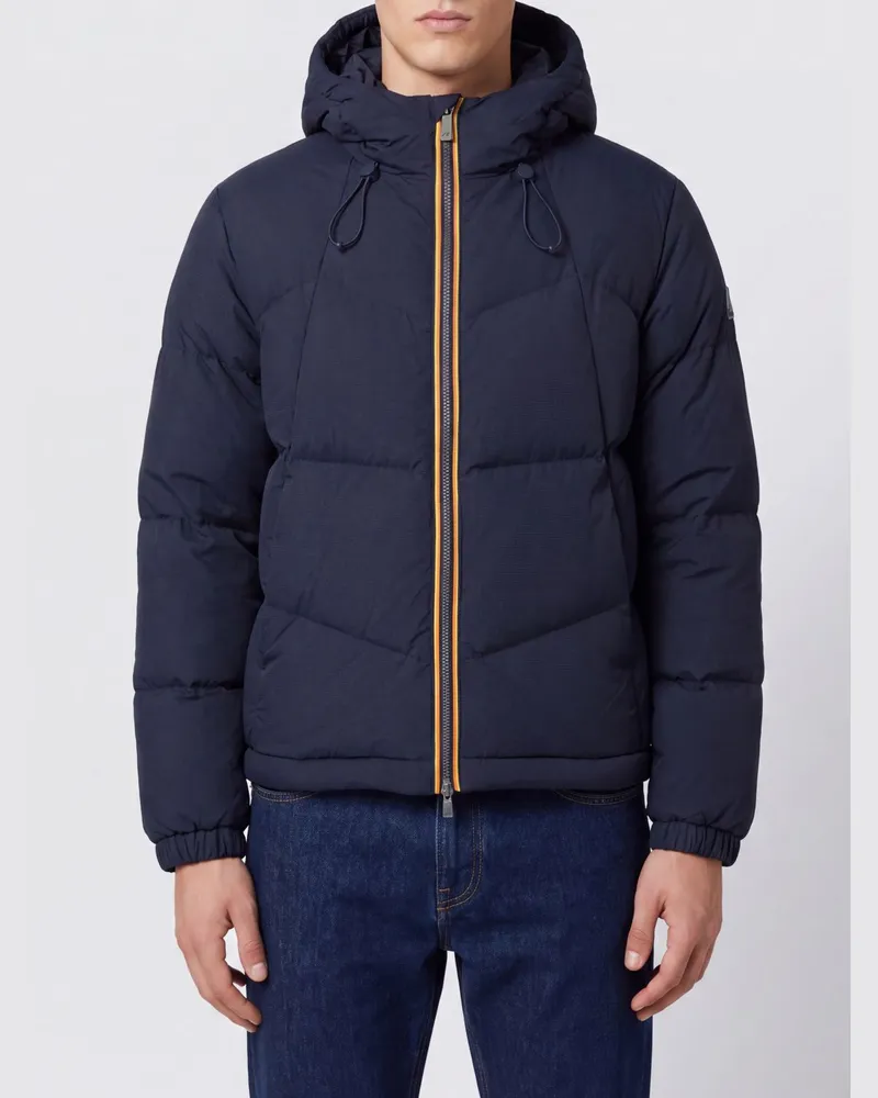 K-Way Gesteppte Quill Daunenjacke mit Kapuze aus Nylon mit Entendaunenfüllung Blau