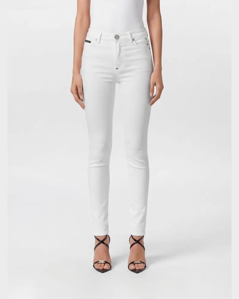 Philipp Plein Hoch taillierte Skinny-Jeans aus Fünf-Taschen-Stretch-Denim Schwarz