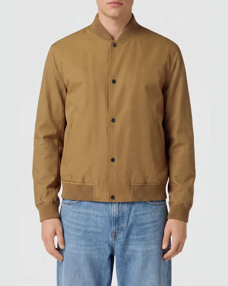 HUGO BOSS Varsity-Bomberjacke aus Funktionsstoff mit Knopfverschluss von Beige
