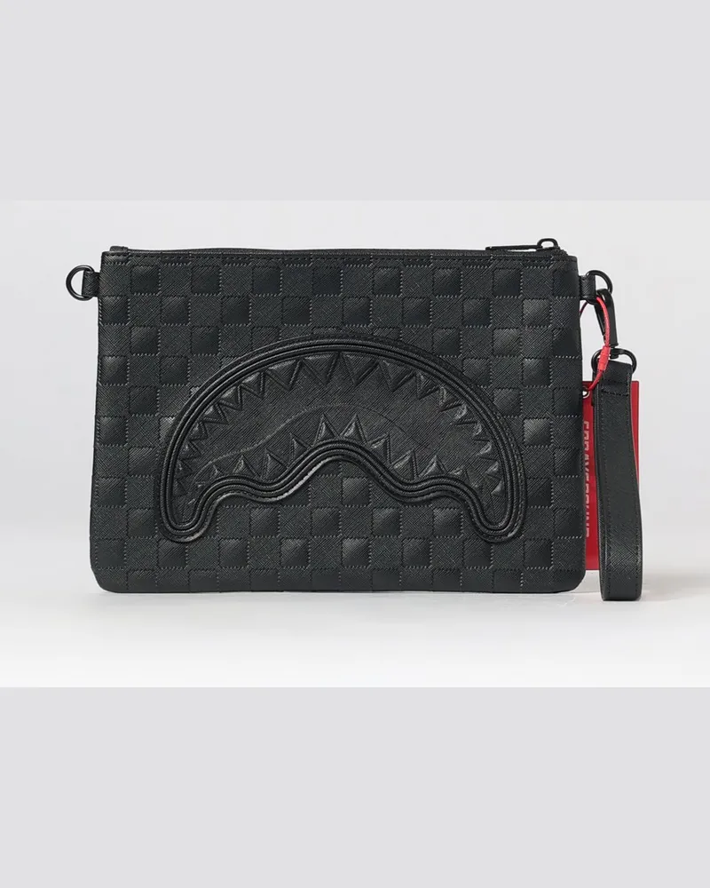 Sprayground Umhängetasche Raised Check aus beschichteter Baumwolle mit Ton-in-Ton-Logo Schwarz
