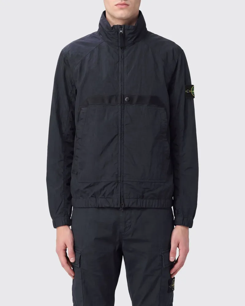 Stone Island Bomberjacke mit Stehkragen aus wasserabweisendem Nylon mit Compass-Logo Blau