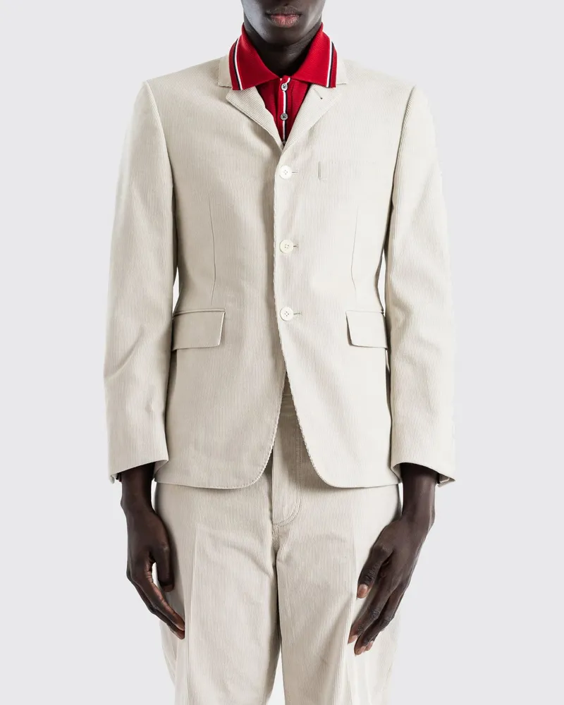 Thom Browne Einreihiger Cord-Blazer aus Baumwolle mit drei Knöpfen Weiß