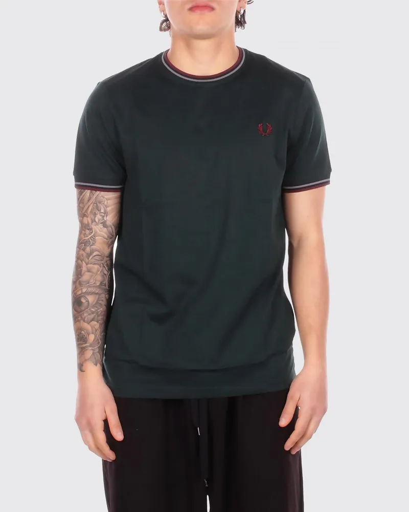 Fred Perry Baumwoll-T-Shirt mit Logo Grün