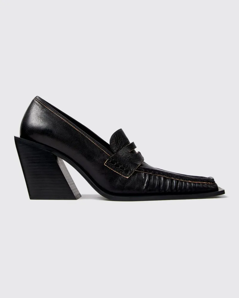 Camper Escandalo Loafer aus Glattleder mit eckiger Zehenpartie Schwarz