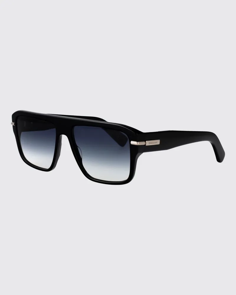 Ferragamo Aviator-Sonnenbrille von aus Acetat mit Verlaufsgläsern und rechteckigem Rahmen Schwarz