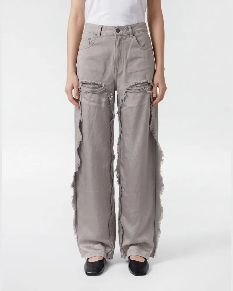 Haikure Palazzo-Jeans aus Distressed-Denim Grau