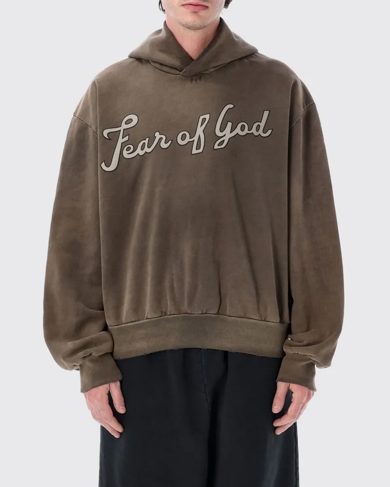 Fear of God Baumwoll-Kapuzenpullover mit Logo Braun