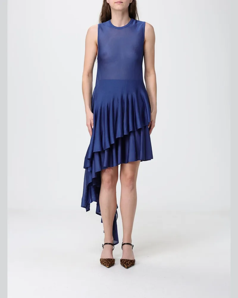 Alaïa Asymmetrisches Stricktop aus Viskose mit Rundhalsausschnitt Blau