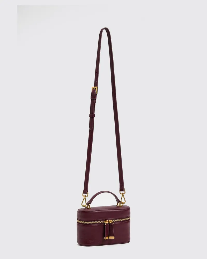 Twin-Set Mini-Handtasche aus Glattleder mit abnehmbarem Schultergurt Burgunderrot