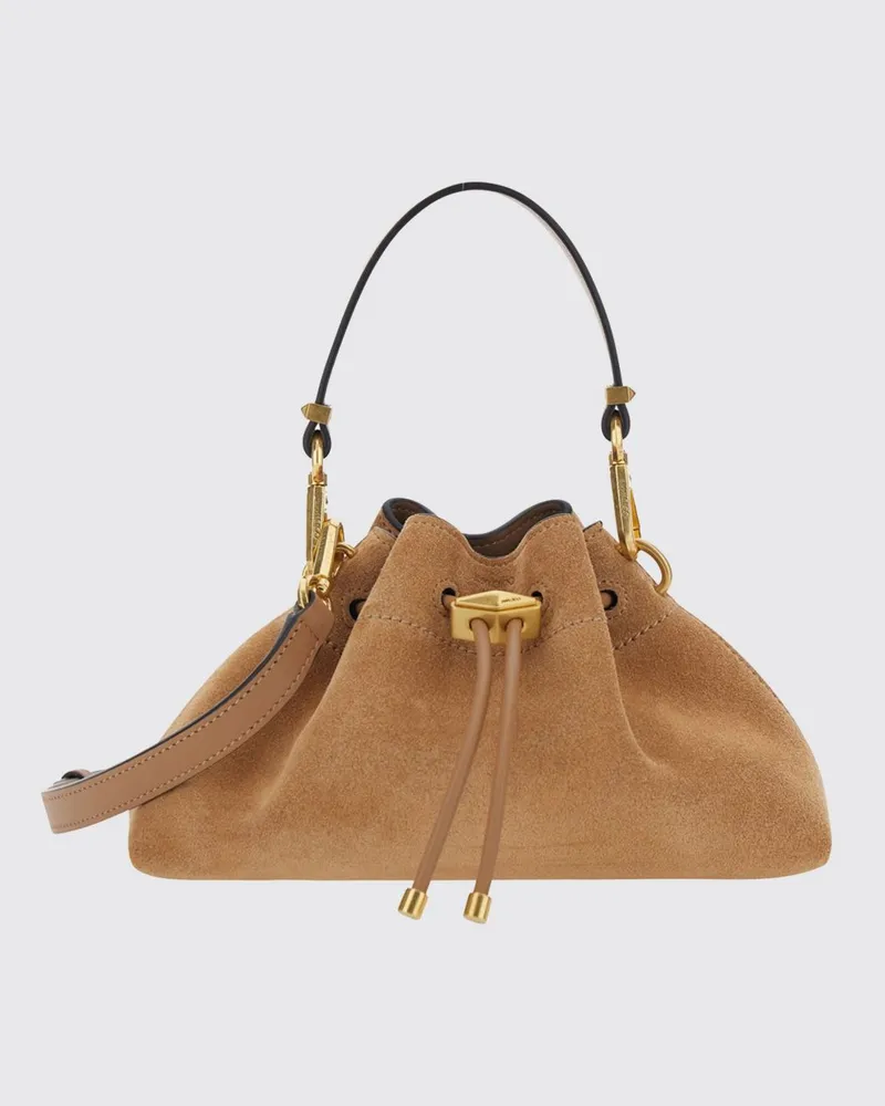 Jimmy Choo Cinch Kleine Beuteltasche aus Kalbsveloursleder Beige