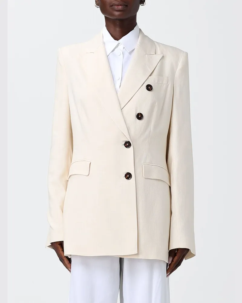 Pinko Doppelreihiger Viskose-Blazer Weiß