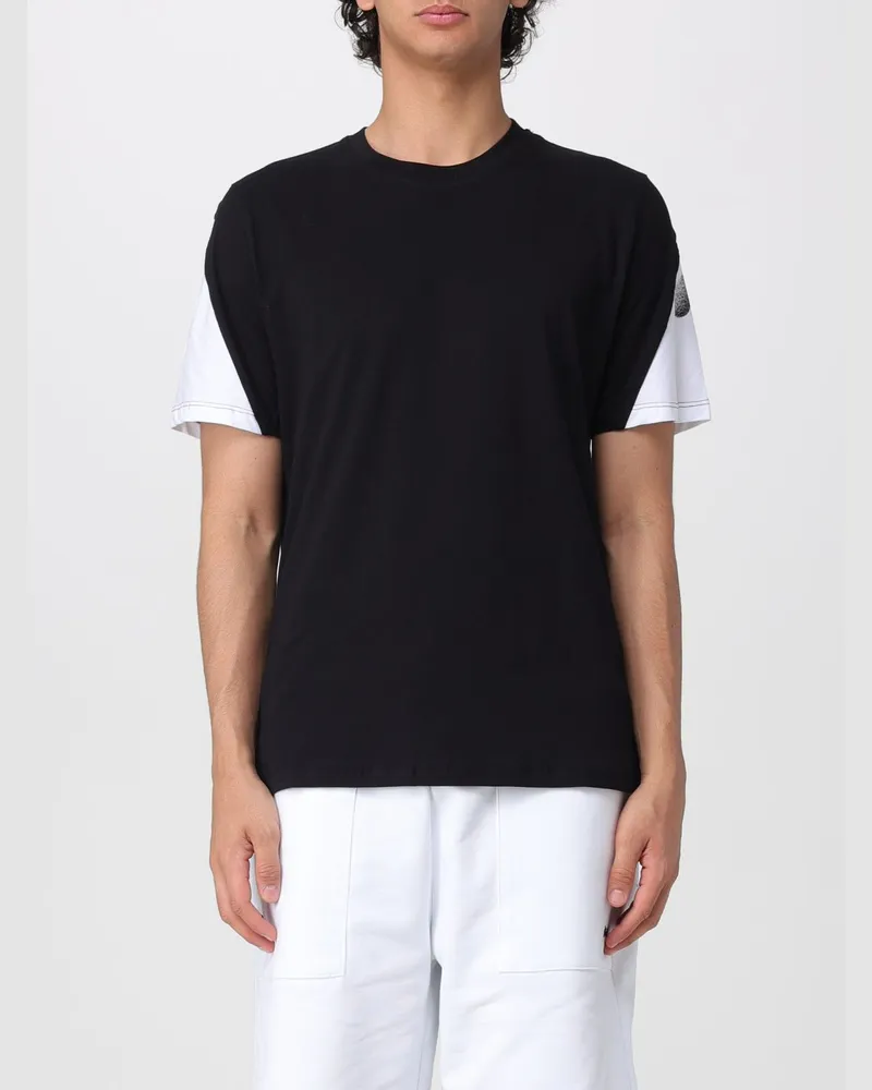 DISCLAIMER Baumwoll-T-Shirt mit Graffiti-Logo-Print und überschnittenen Schultern Schwarz