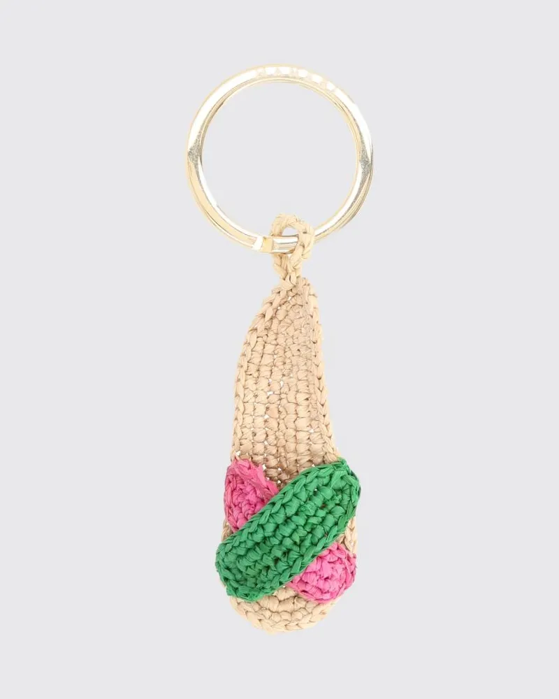 Manebí Espa Zweifarbiger Schlüsselanhänger aus rosa Häkel-Raffia Pink
