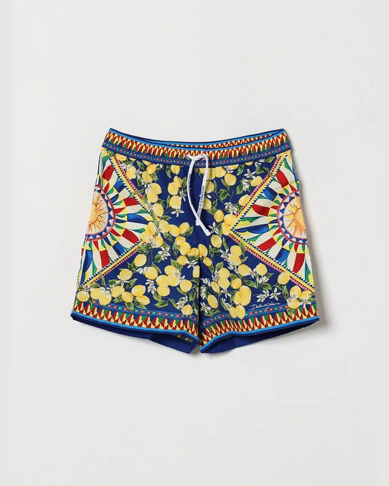 Dolce & Gabbana DOLCE  GABBANA Dolce & Gabbana Badeshorts für Jungen mit Obst-Print und Kontrastlogo Hellblau