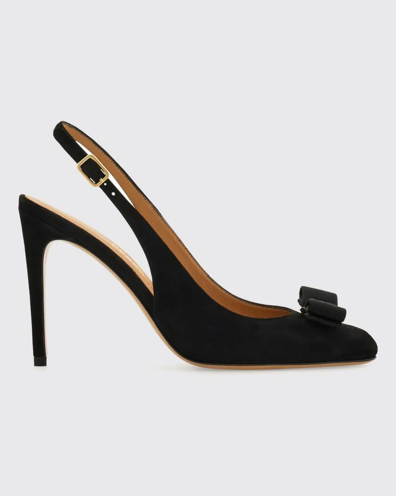 Ferragamo Vara Slingback-Pumps aus Veloursleder mit Schleife und hohem Absatz Schwarz
