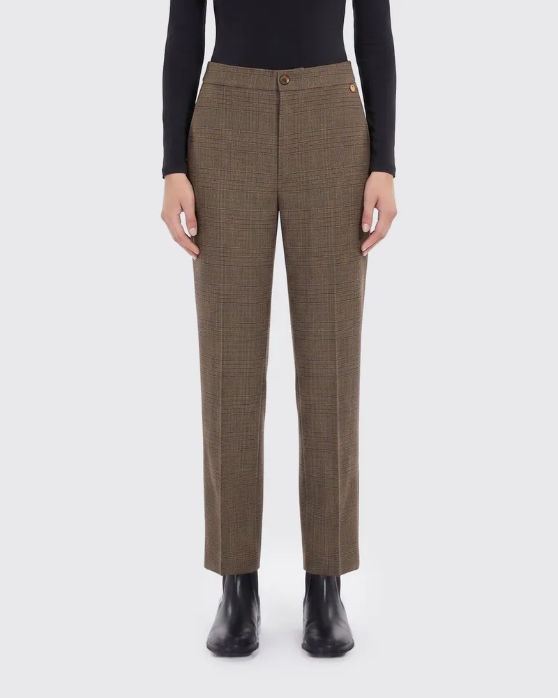 Liu Jo Straight-Leg Hose mit Prince-of-Wales-Muster und mittlerer Taille Beige