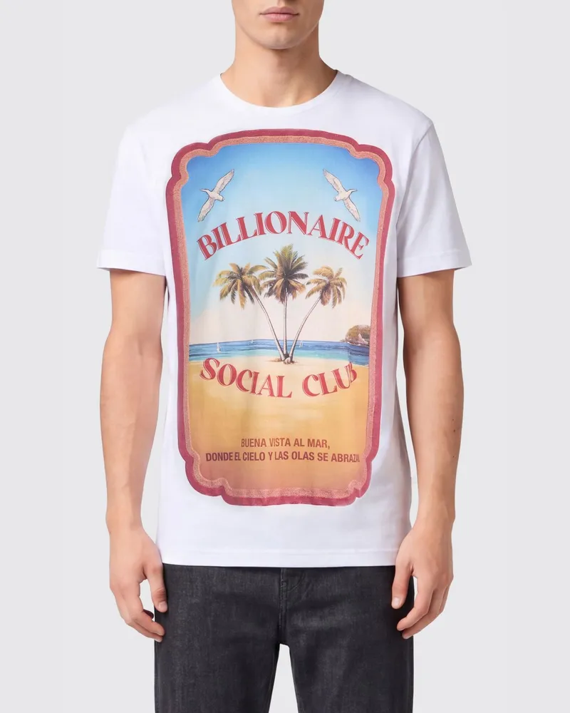 Billionaire Baumwoll-T-Shirt mit Grafikdruck und Hexagon-Logo Weiß