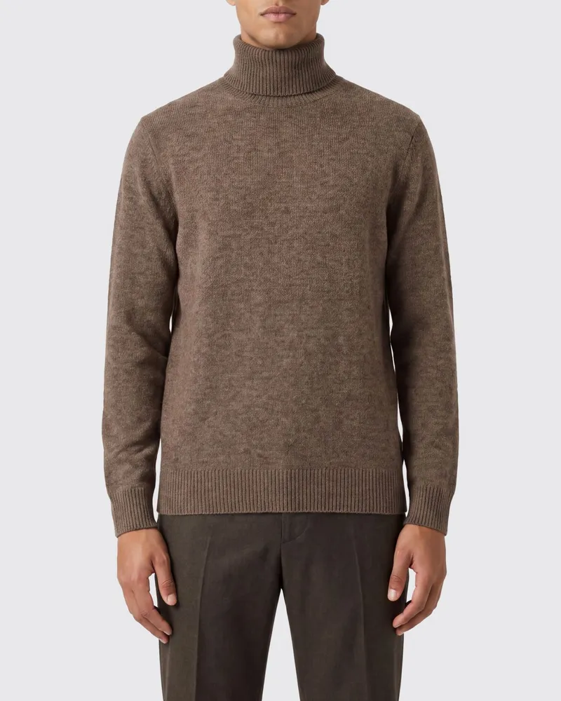 Ballantyne Langärmliger Rollkragenpullover aus Wollmischung mit Bouclé-Effekt Natural