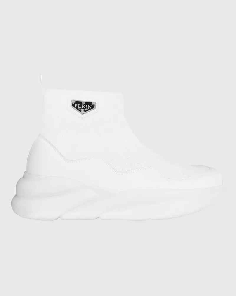 Philipp Plein Hohe Slip-On-Strick-Sneakers mit Socken-Knöchel Weiß