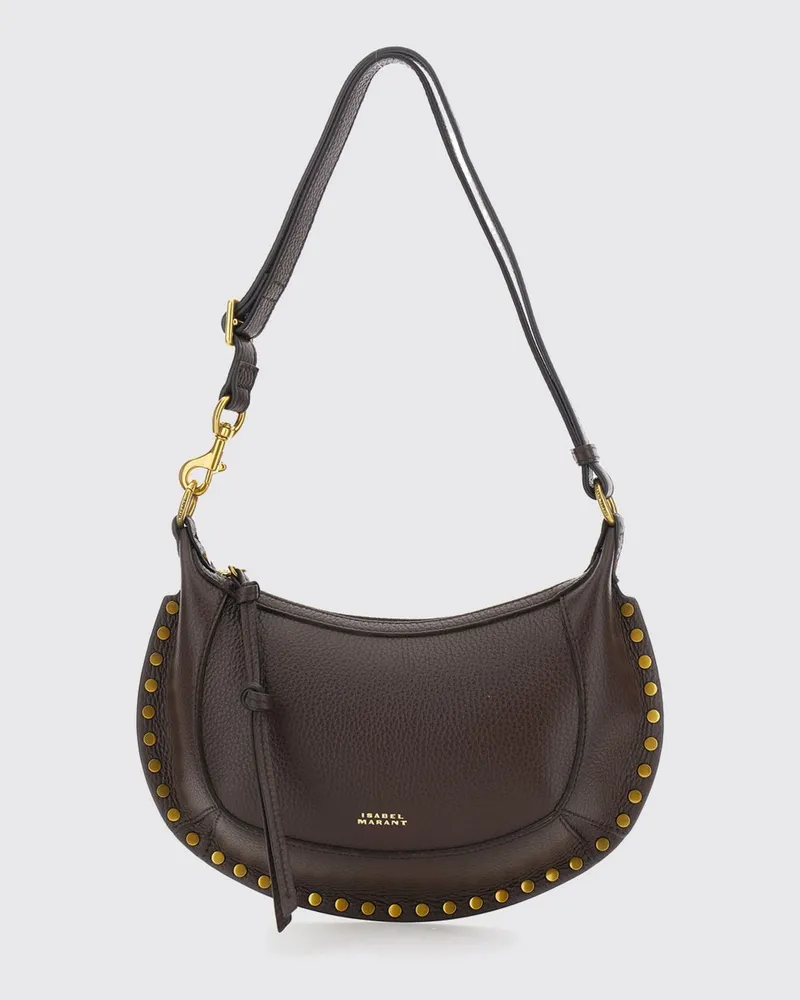 Isabel Marant Oskan Moon Hobo-Tasche aus genarbtem Leder mit Nieten Braun