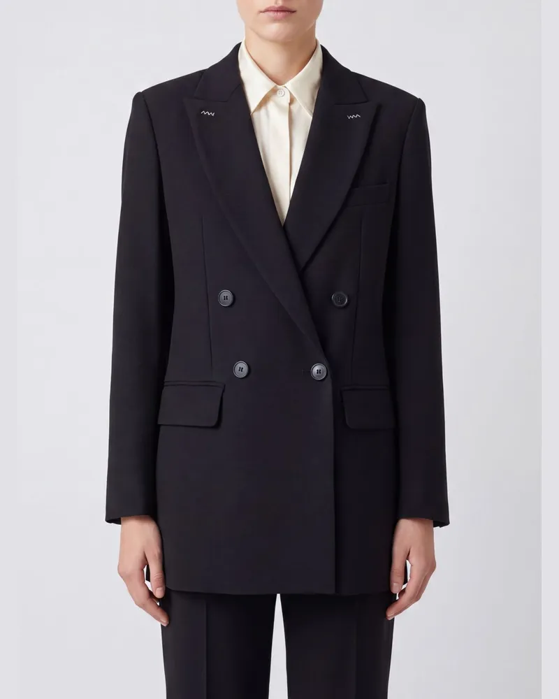 Max Mara Zweireihiger Wollblazer mit Reverskragen Schwarz