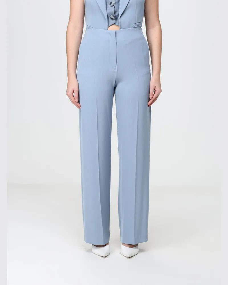 Hanita Hoch taillierte Palazzo-Hose aus Crêpe mit weitem Bein Hellblau