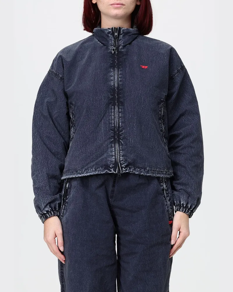 Diesel Kurze Windjacke G-Leamer mit Stehkragen und gesticktem Logo Schwarz
