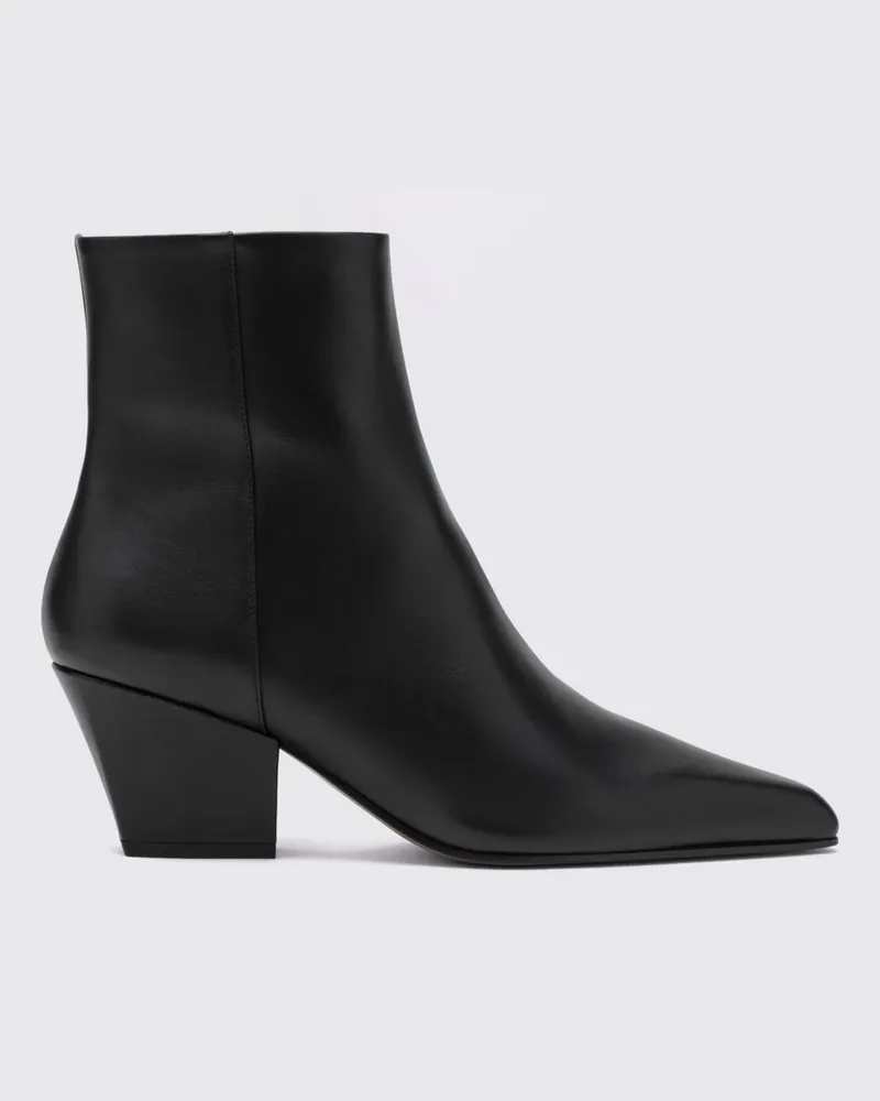 Paris Texas Jane Cowboy-Stiefeletten aus Glattleder mit niedrigem Absatz Schwarz