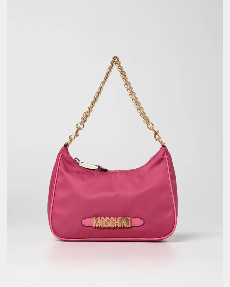 Moschino Hobo Tasche aus Nylon Fuchsia
