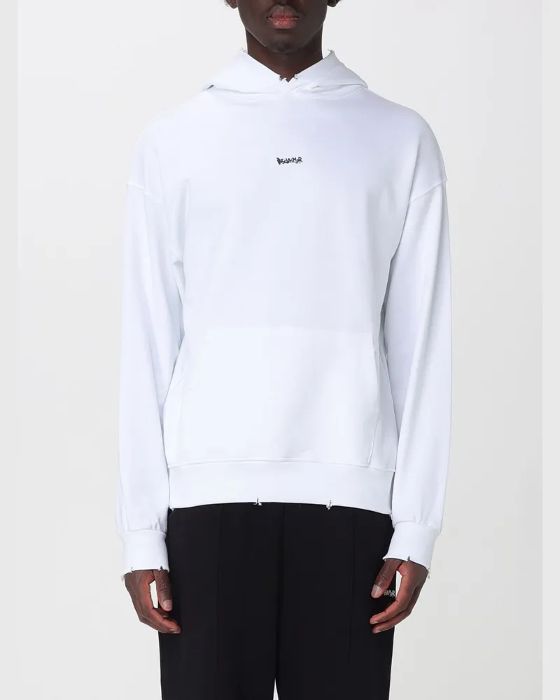 DISCLAIMER Baumwoll-Hoodie mit Kängurutasche und Logo Weiß