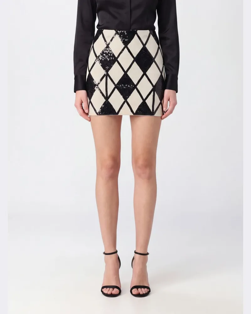 Blumarine Mini-Bleistiftrock von aus Woll-Kaschmir-Strick mit Argyle-Muster Schwarz