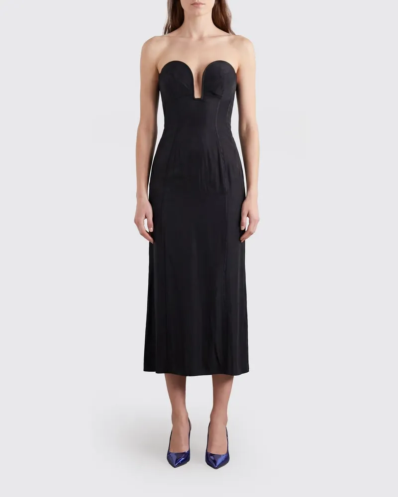 Paco Rabanne Midi-Kleid aus Stretch-Viskose Schwarz