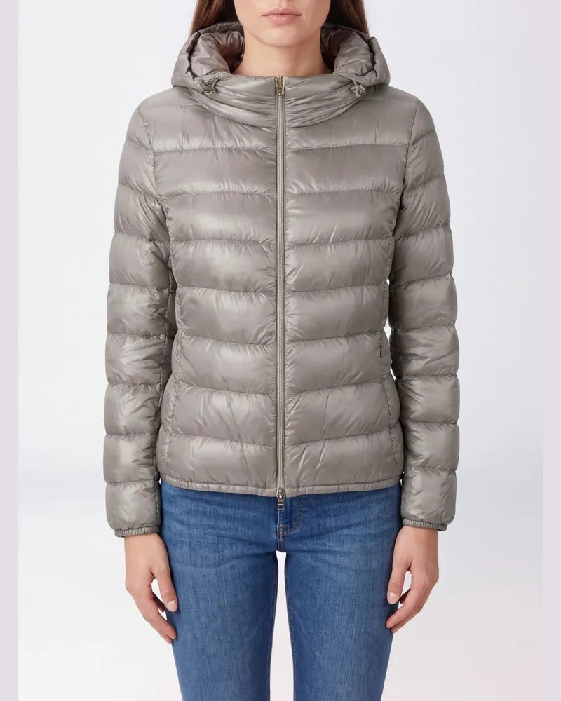 Herno Slim Fit Daunenjacke aus wasserdichtem Nylon mit Kapuze und Metallreißverschluss Grau