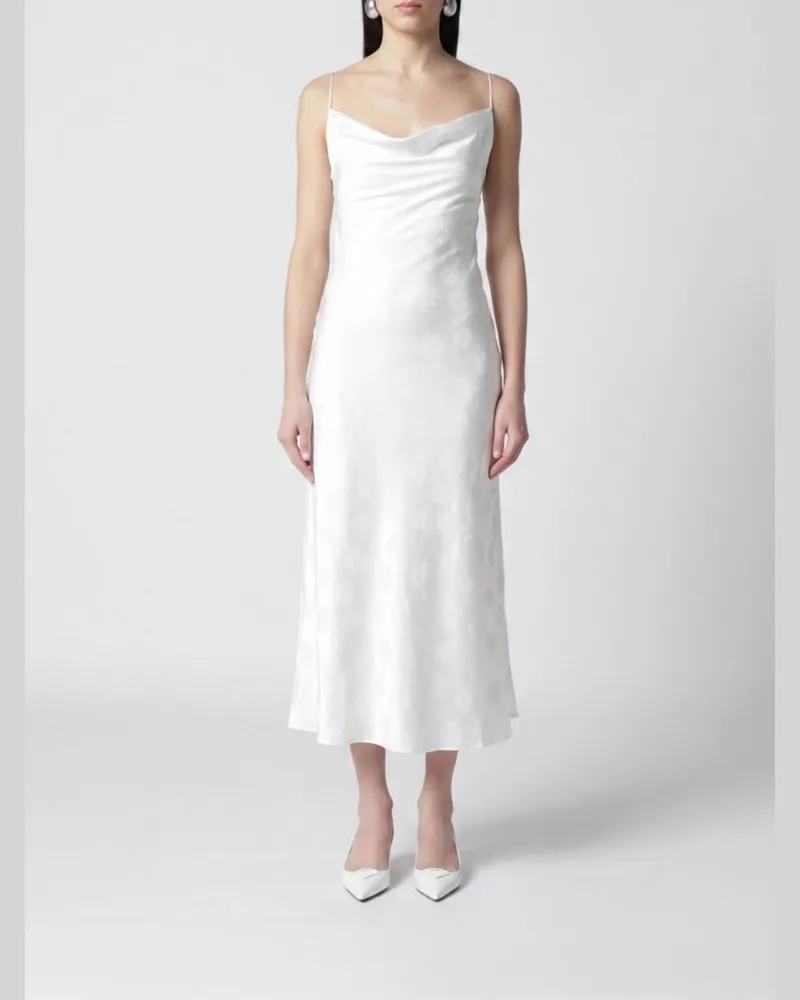 ROTATE Birger Christensen Crêpe Midikleid mit Applikationen Weiß
