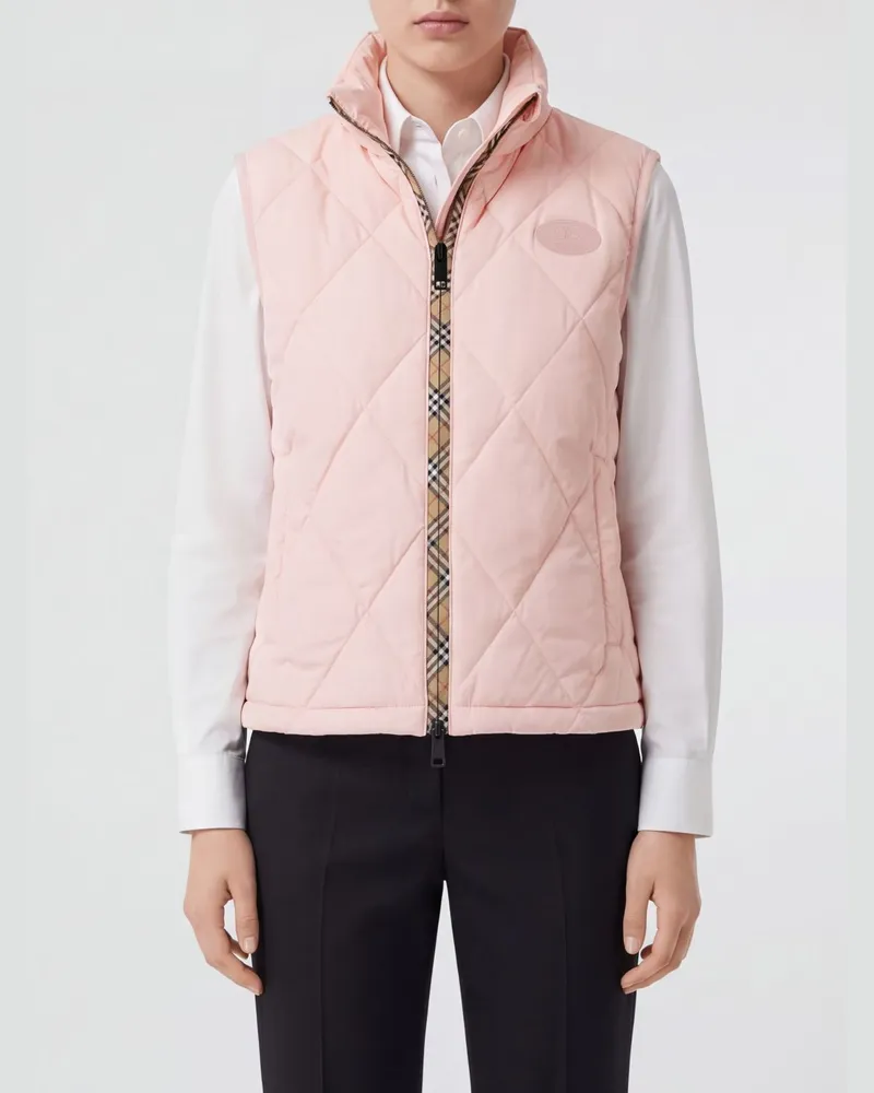 Burberry Gesteppte Nylon-Weste mit hohem Kragen und EKD-Logo Pink