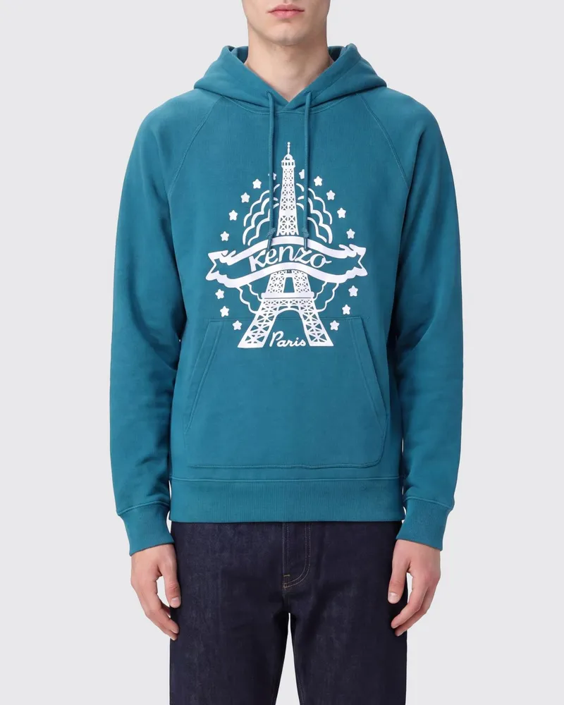 Kenzo Baumwoll-Kapuzenpullover 'Eiffel Tower' mit Grafikdruck Grün