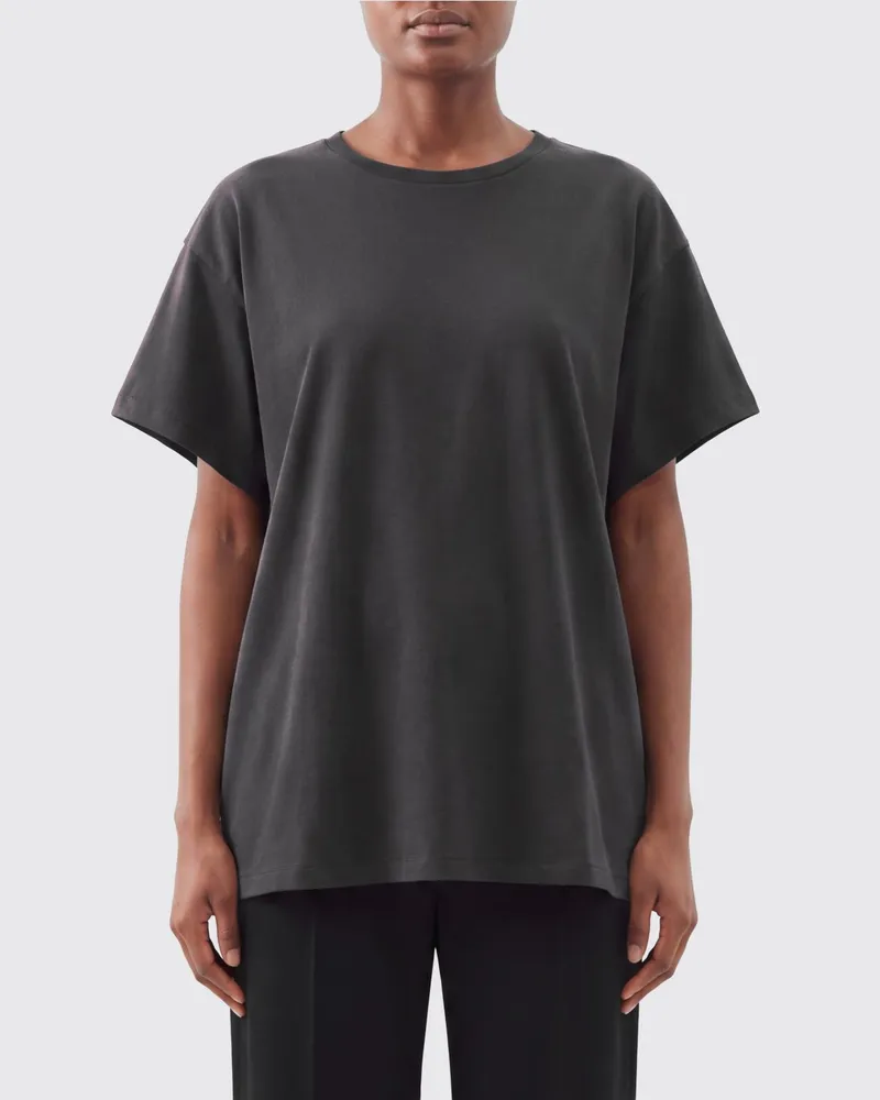 KHAITE Relaxed-Fit T-Shirt aus Baumwolle mit Rundhalsausschnitt und überschnittenen Schultern Grau
