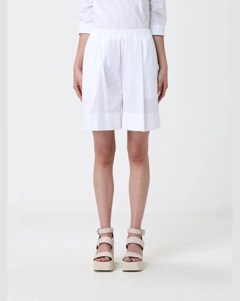 Liviana Conti High-Waist-Shorts aus Baumwollpopeline mit Gummizug Weiß