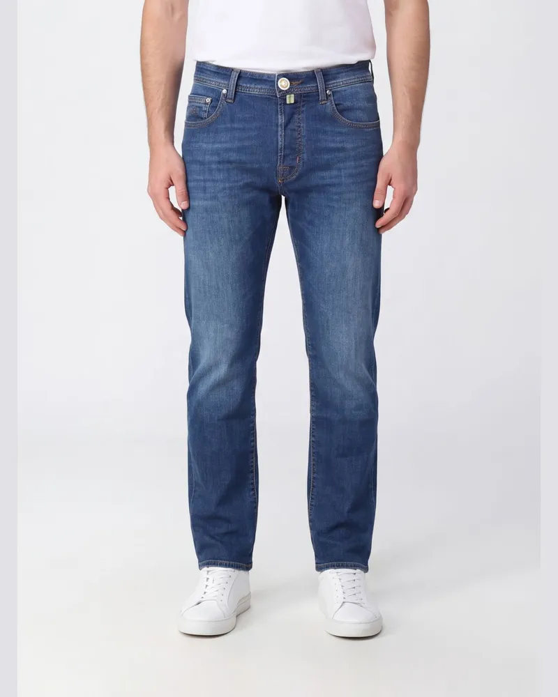 Jacob Cohën Straight-Leg-Jeans von aus Baumwolldenim mit mittlerer Leibhöhe Blau