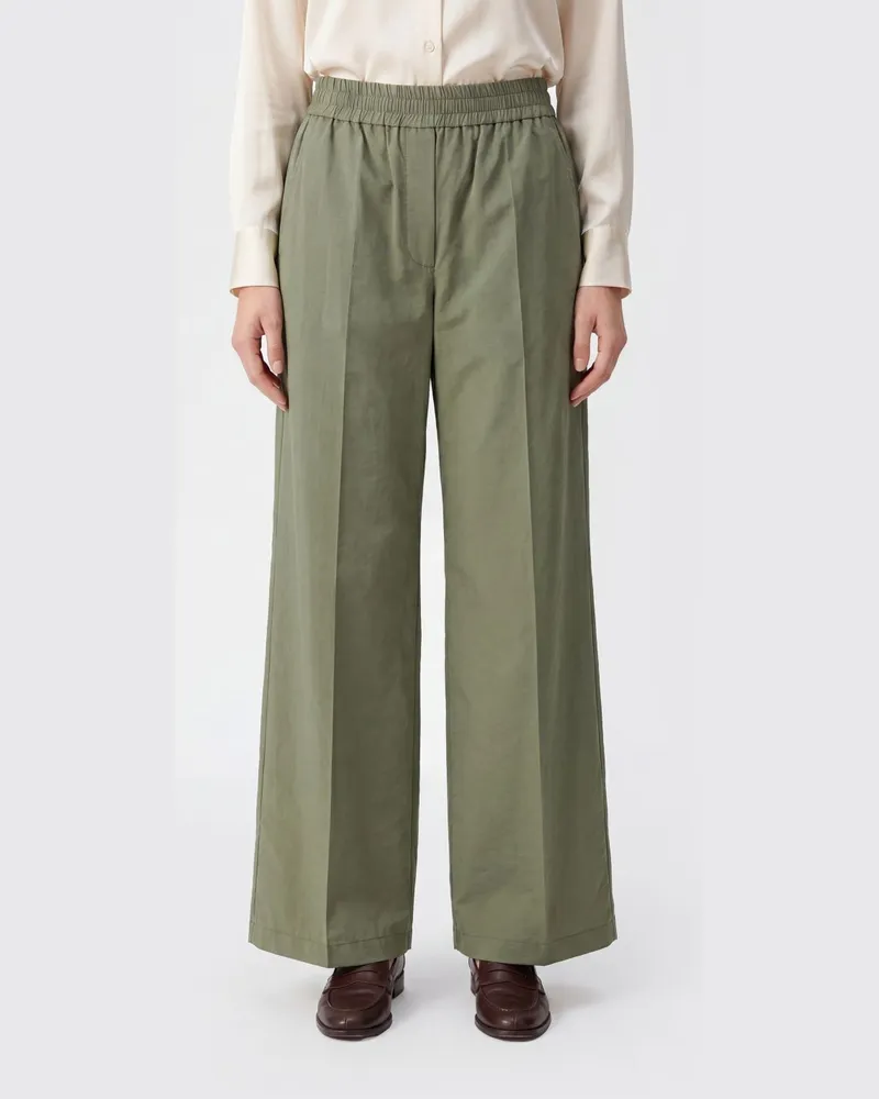 Brunello Cucinelli Weite Popelinehose Mint