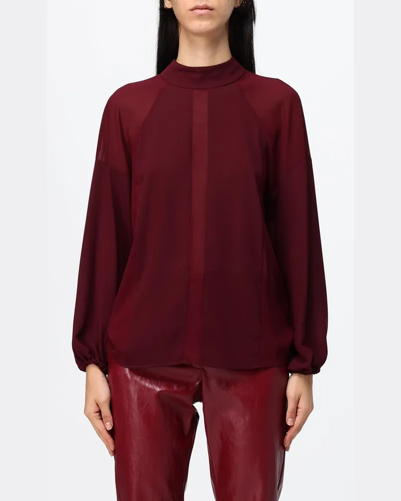 Hanita Langärmelige Chiffon-Bluse von mit Schlüsselloch-Verschluss hinten Burgunderrot