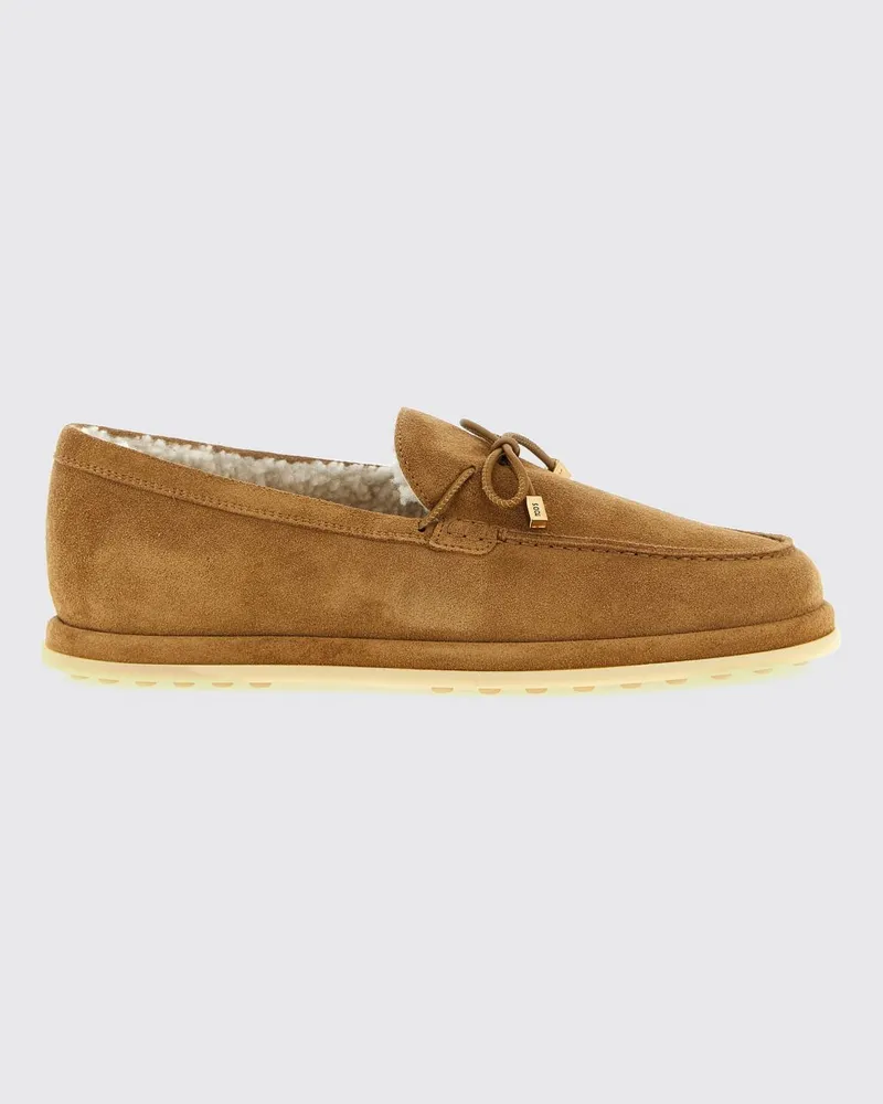TOD'S Loafer aus Kalbsveloursleder mit Wollfutter und Gummisohle Beige