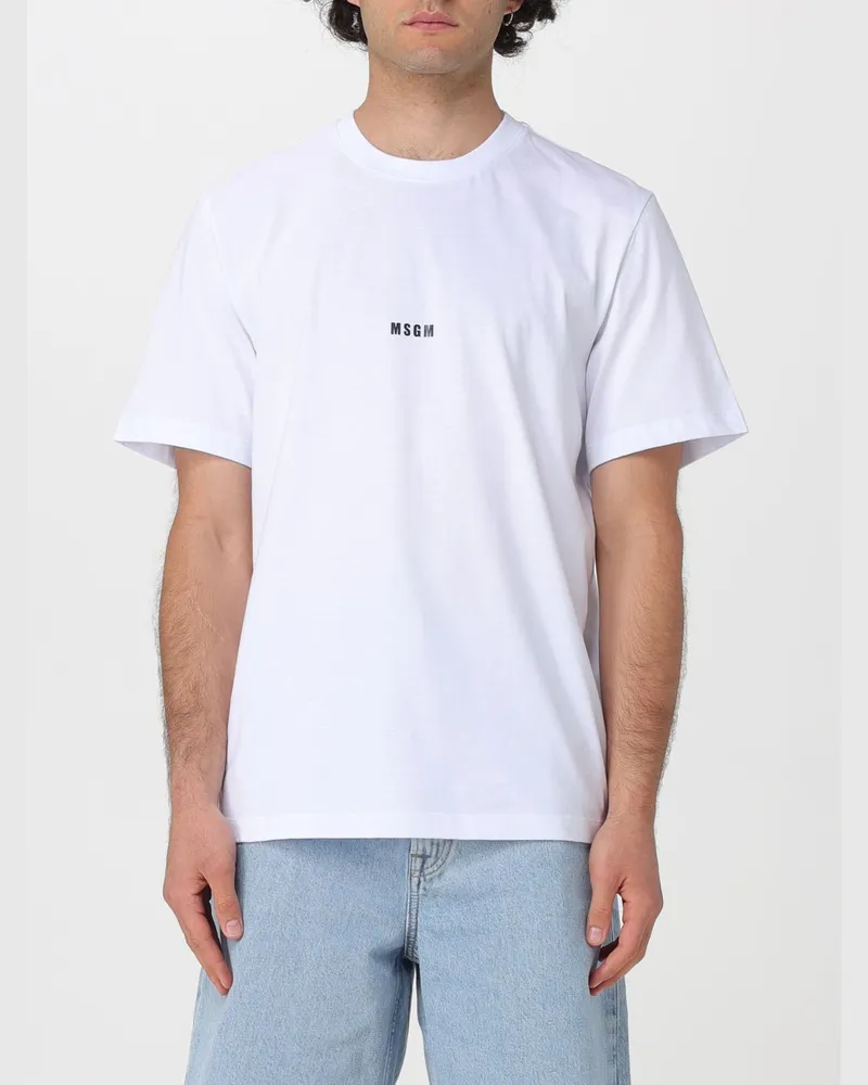 MSGM Baumwoll-T-Shirt mit Logo Weiß