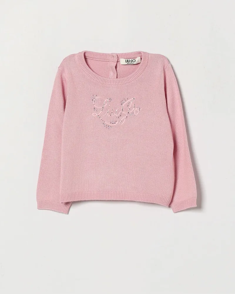 Liu Jo Baumwollpullover von für Mädchen mit Strass-Logo und Stickerei Pink