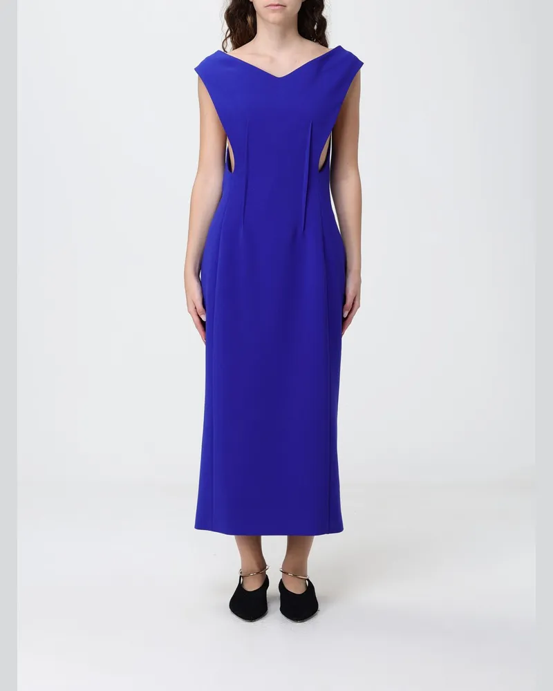 Jil Sander Midi-Kleid aus technischem Crêpe Royal