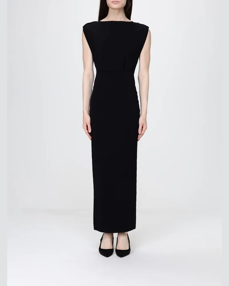 Elisabetta Franchi Langes Kleid aus Crêpe Schwarz