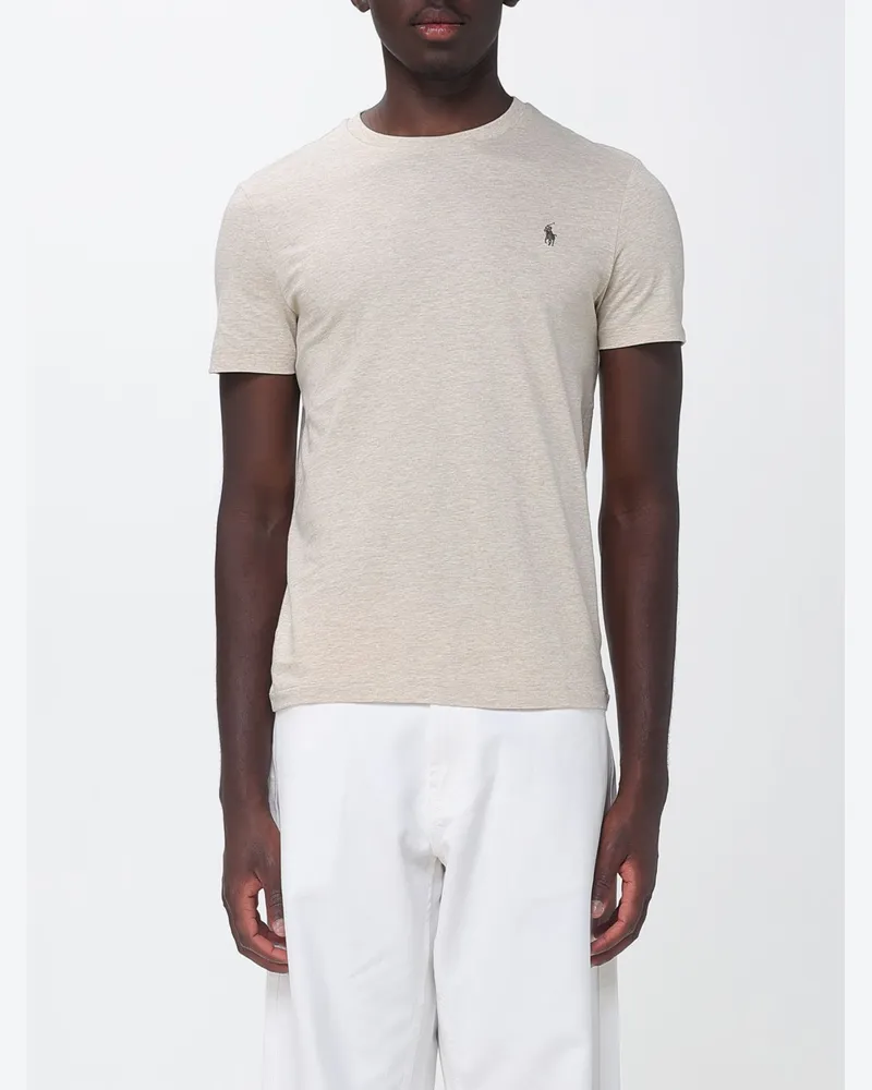 Ralph Lauren Slim Fit Baumwoll-T-Shirt mit gesticktem Logo und Rundhalsausschnitt Sand