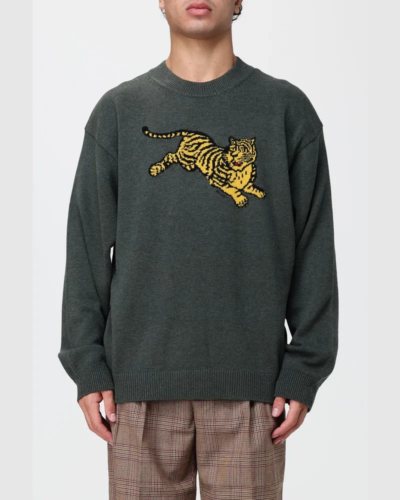 Kenzo Pullover aus Baumwolle mit Fauna-Print und überschnittenen Schultern Kaki
