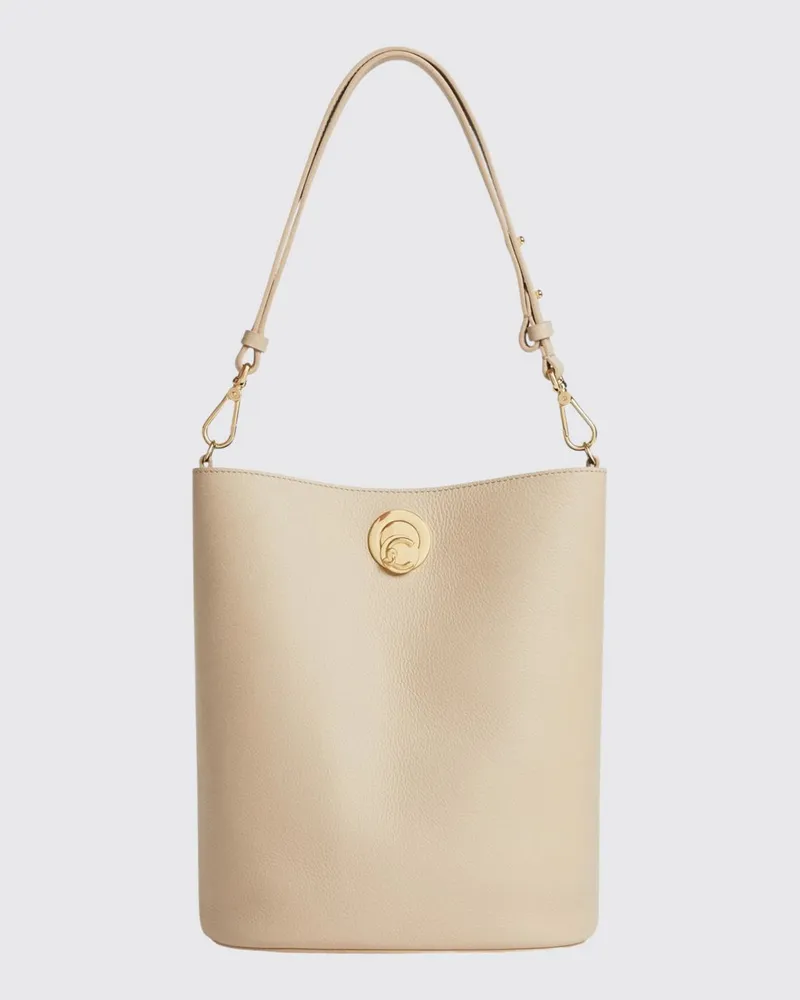 Coccinelle Nikla Beuteltasche aus genarbtem Leder Beige